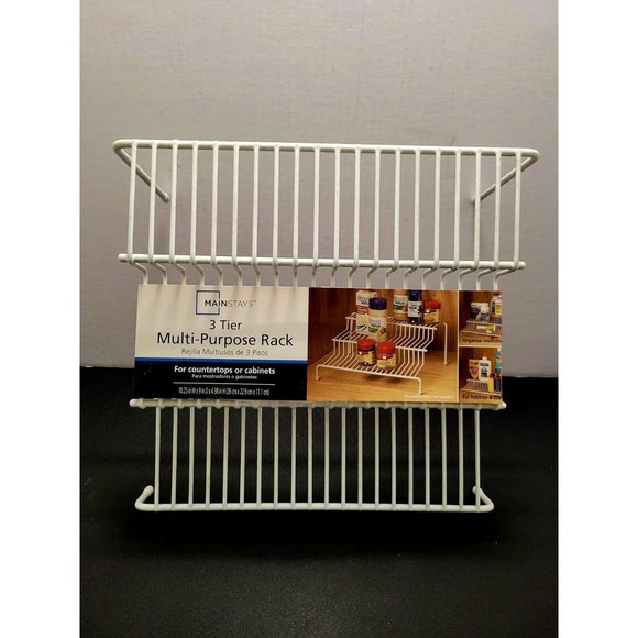 Mainstays White 3-Step Pantry Organizer 10.25"×4.5"×9" Countertop Rust-Resist - Picture 5 of 5